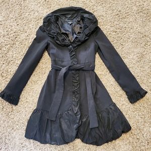 Bebe Black Ruffle Coat